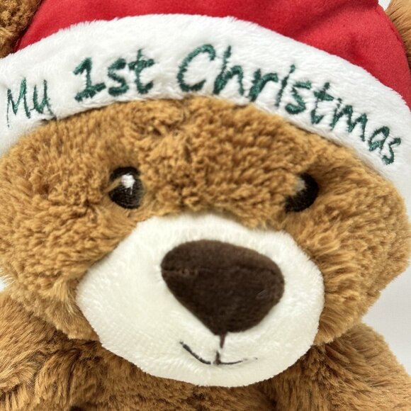 Aurora My First Christmas Teddy Bear Plush Holiday Embroidered Eyes - Picture 5 of 8